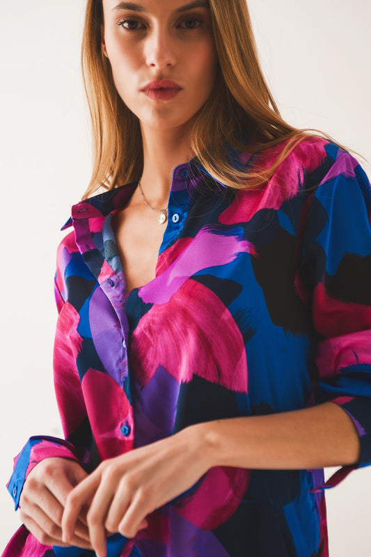 Shirt in purple floral print - Shirts