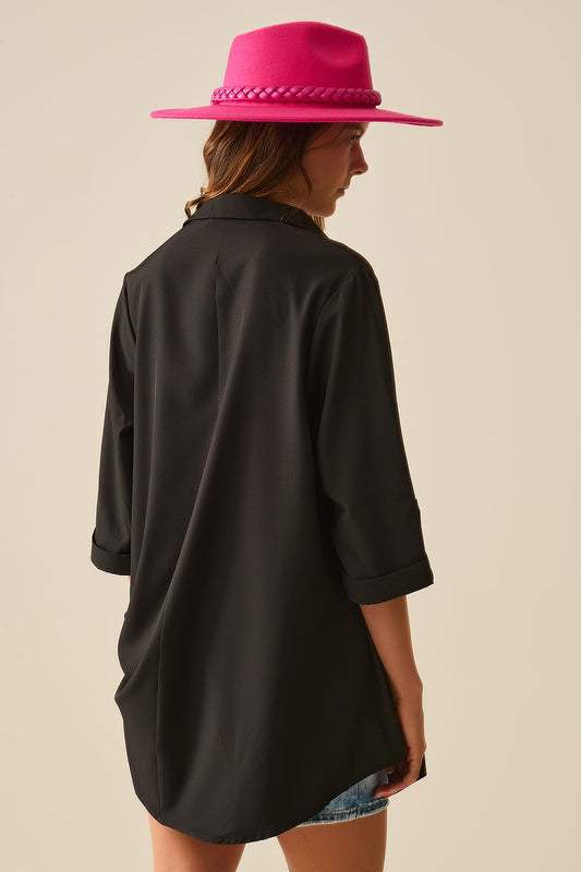 Shirt made of very soft and light fabric in black - Shirts