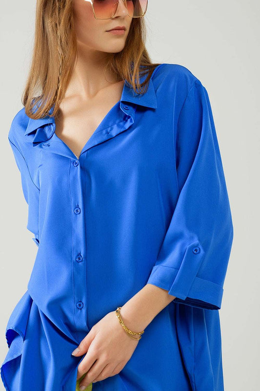 Shirt made of very soft and light fabric in electric blue - Shirts