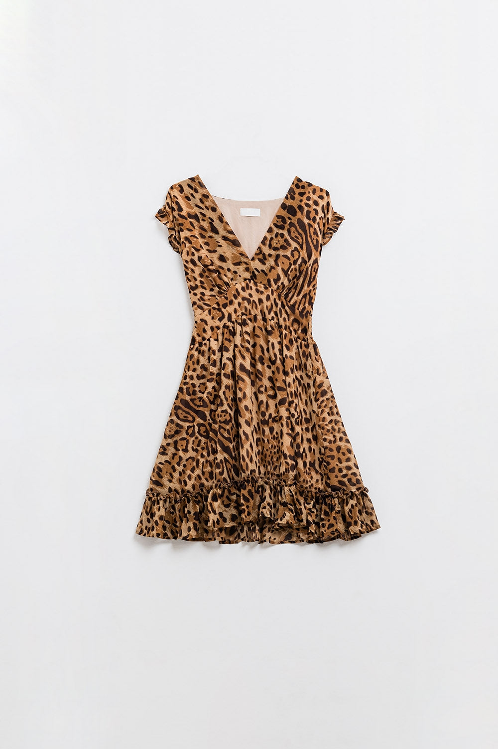 Short Leopard Print Dress With Cinched-In Waist - Dresses