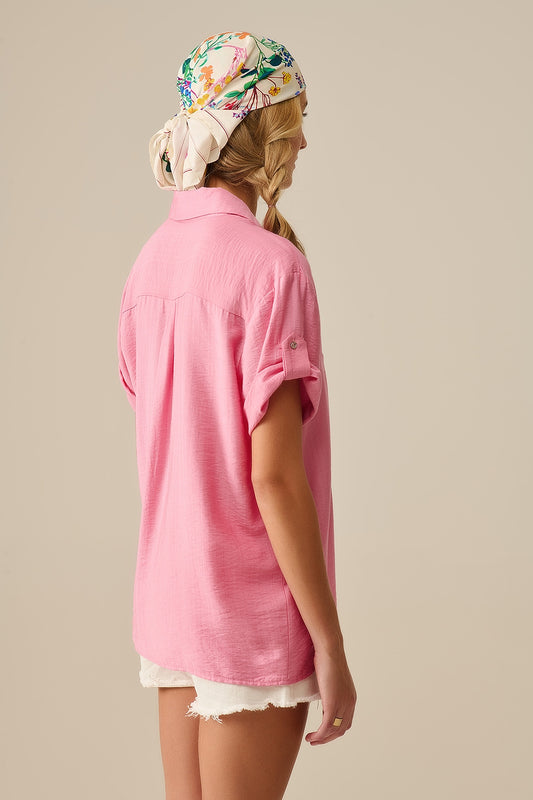 Short sleeve blouse in light pink - Blouses