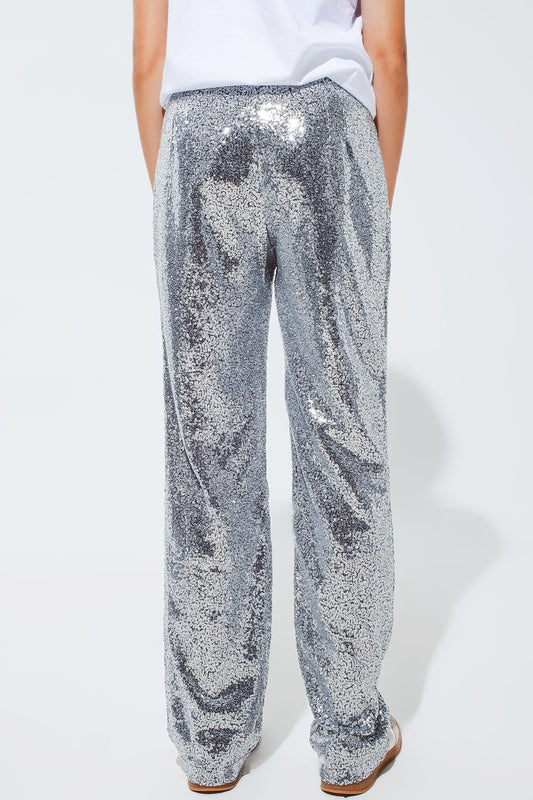 Silver sequin trouser - Trousers