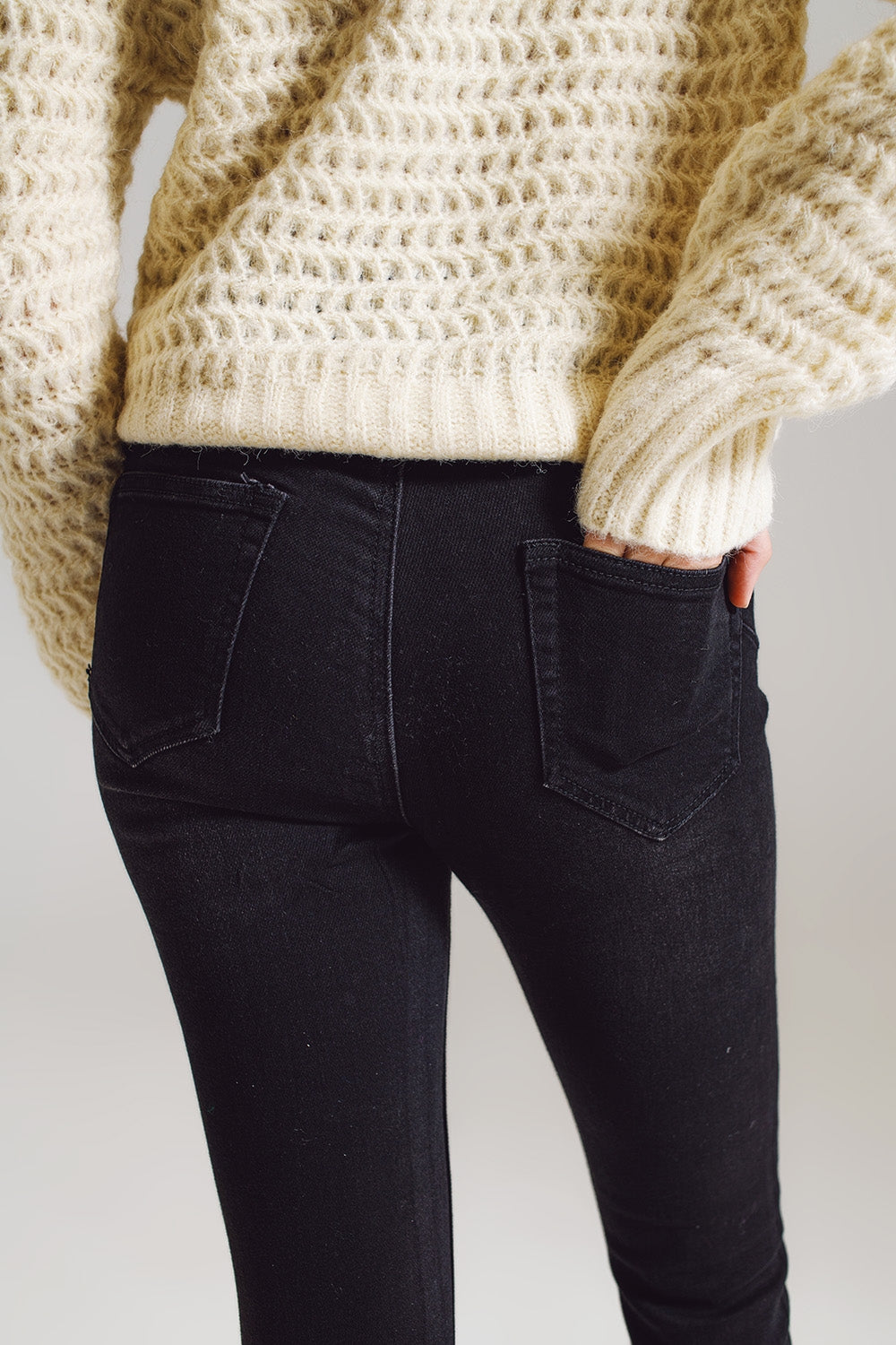 Skinny Jeans With Embellished Strass All Over In Black - Jeans