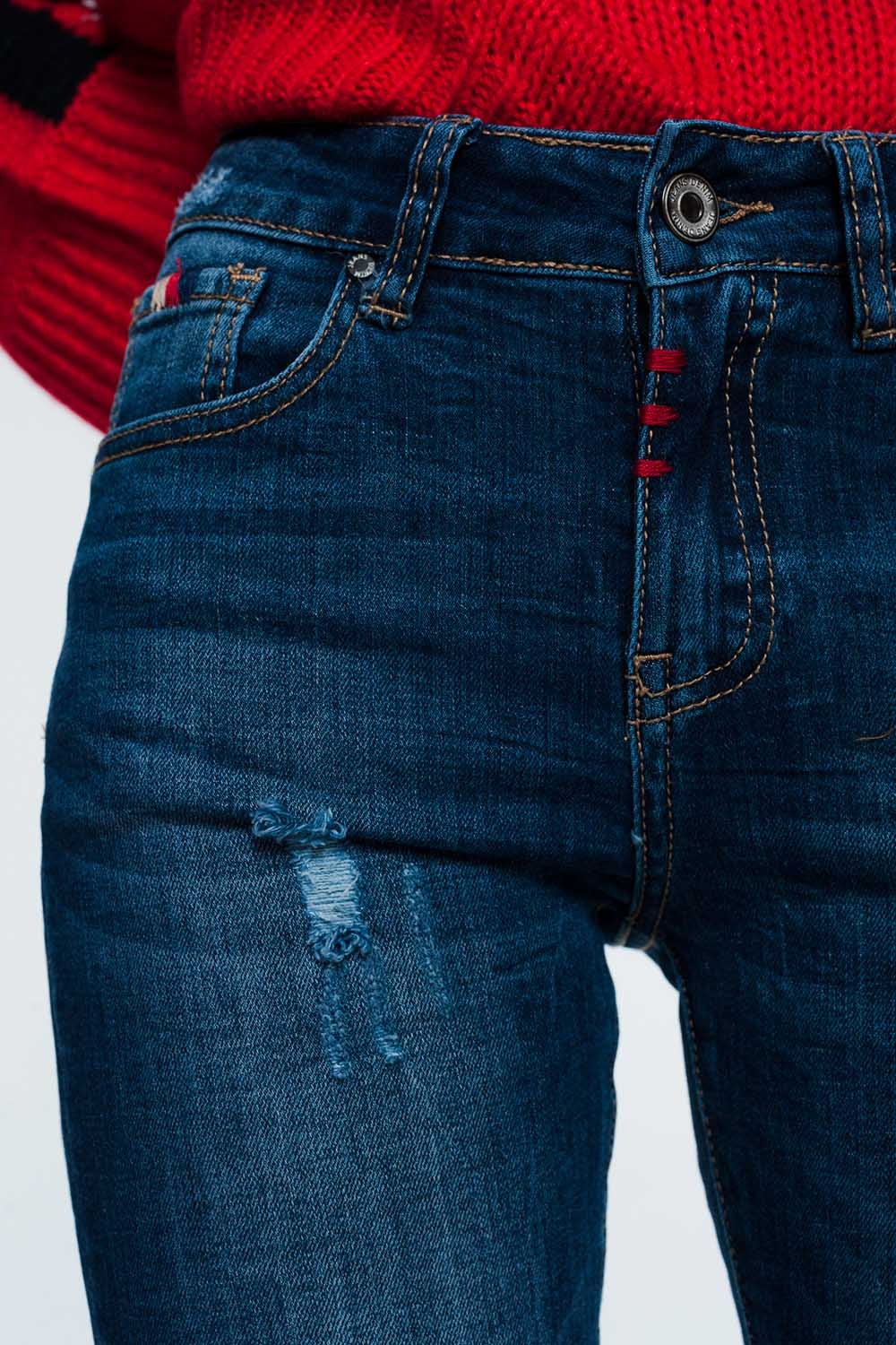 skinny jeans with wear detail - Jeans