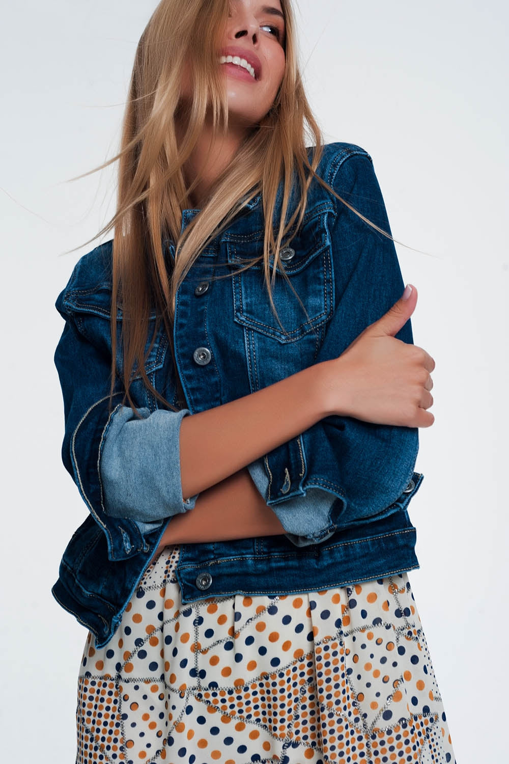 Skinny western denim jacket in mid wash - Jackets