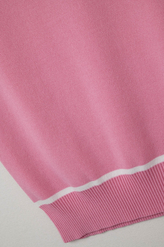 Sleeveless Sweater In Pink Featuring detail White Lines - Tops