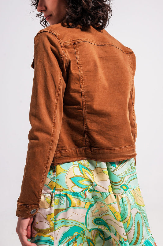 Slim denim trucker jacket in brown - Jackets