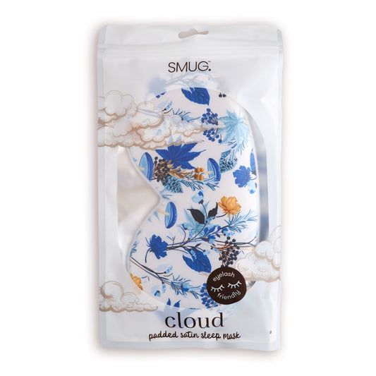 Cloud Padded Satin Sleep Mask - Cornflower Print - Cloud Sleep Mask