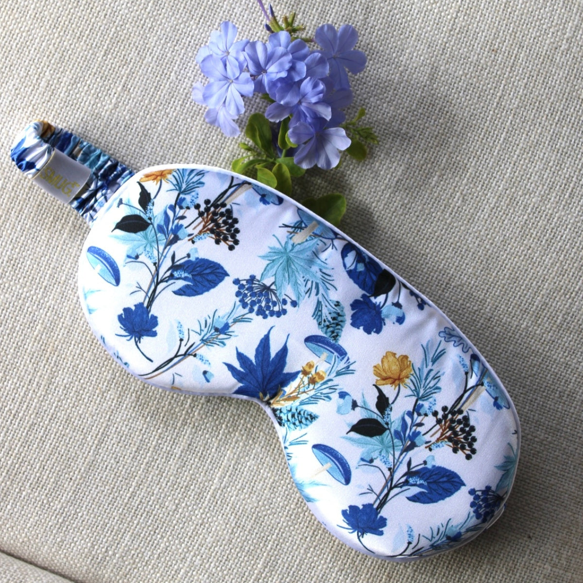 Cloud Padded Satin Sleep Mask - Cornflower Print - Cloud Sleep Mask