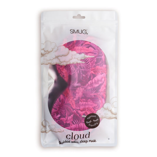 Cloud Padded Satin Sleep Mask - Pink Fern Print - Cloud Sleep Mask