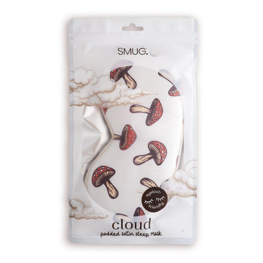 Cloud Padded Satin Sleep Mask - Toadstool Print - Cloud Sleep Mask