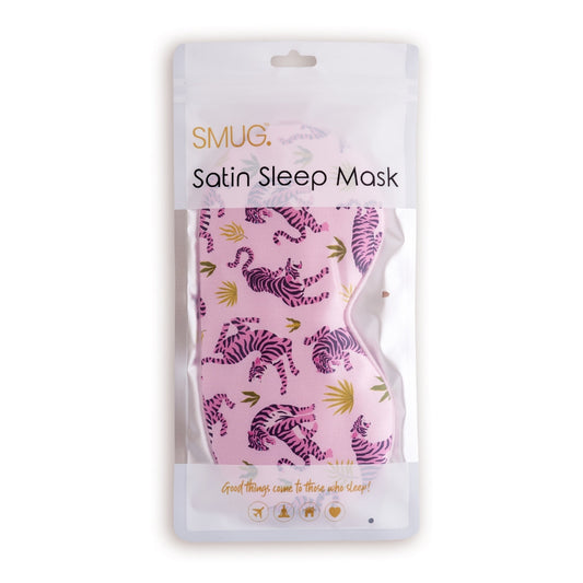 Satin Sleep Mask with Trendy Tiger Print - Satin Sleep Mask