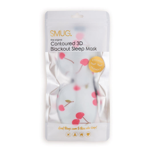 Contoured 3D Blackout Sleep Mask, Blue Cherries - Contoured Sleep Mask