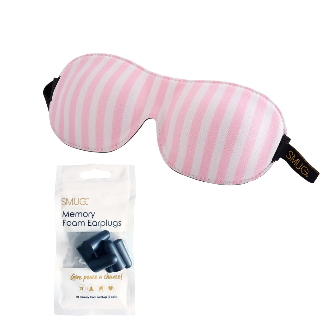 Contoured 3D Blackout Sleep Mask - Candy Shop Print Sleep Mask & Black Earplugs - Contoured Sleep Mask