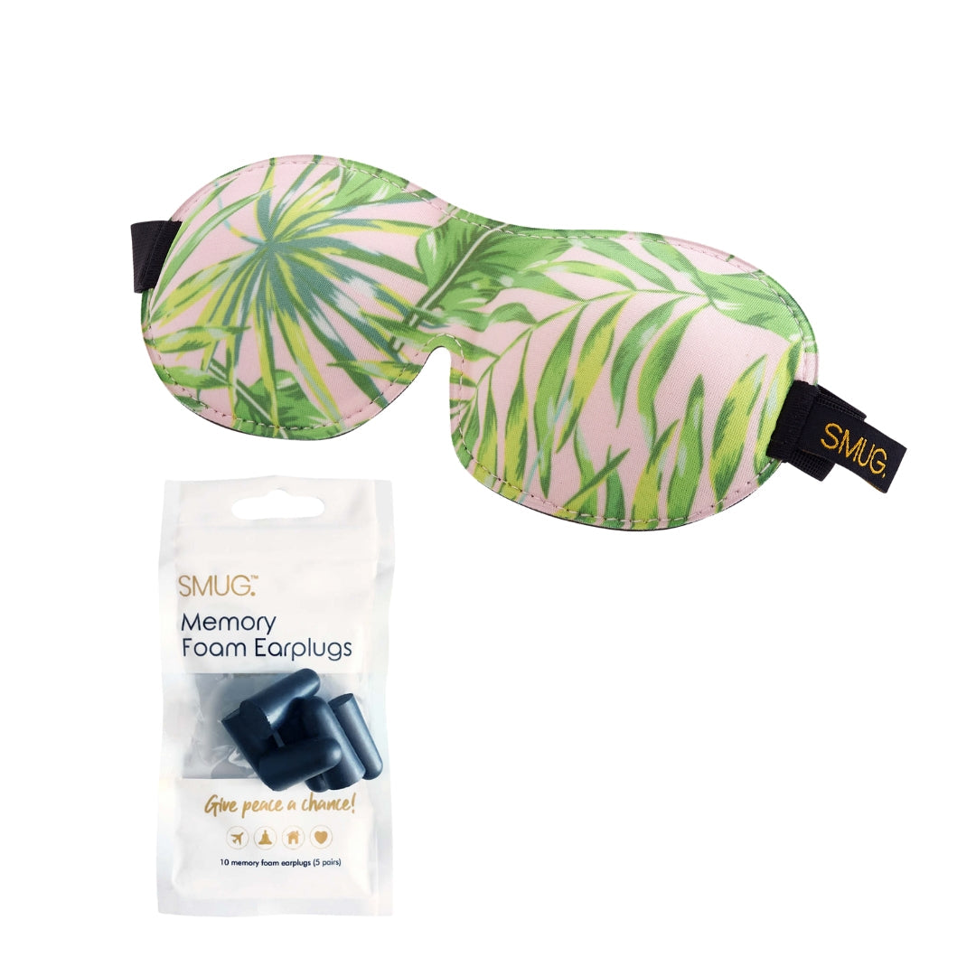 Contoured 3D Blackout Sleep Mask - Palm Print Sleep Mask & Black Earplugs - Contoured Sleep Mask