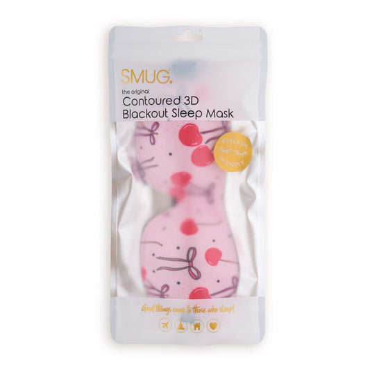Contoured 3D Blackout Sleep Mask, Pink Cherries - Contoured Sleep Mask