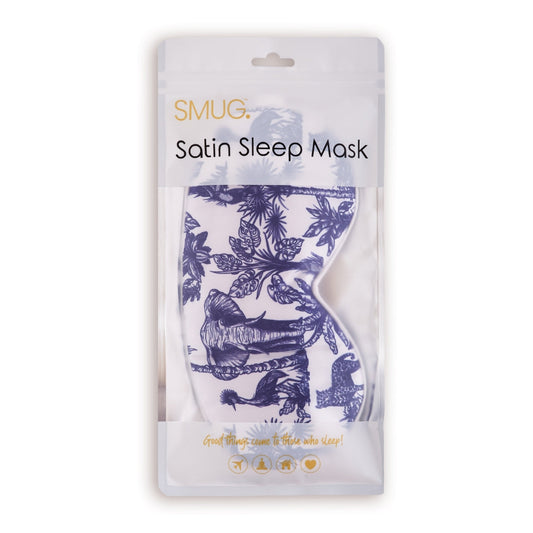 Satin Sleep Mask - Elephant Print - Satin Sleep Mask