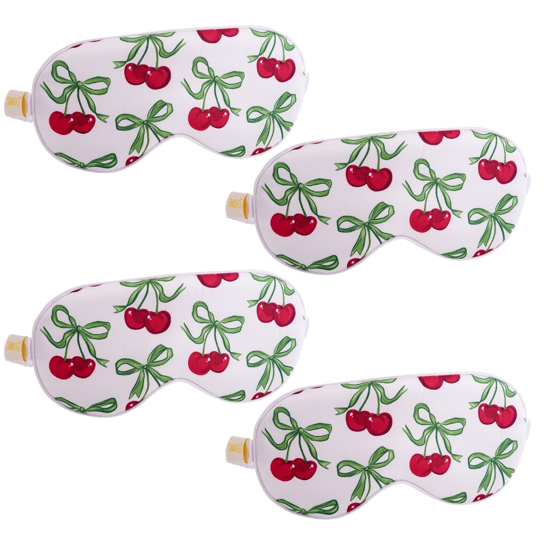 Satin Sleep Mask Multipack Sets - Various Designs White Cherries - Satin Sleep Mask Set
