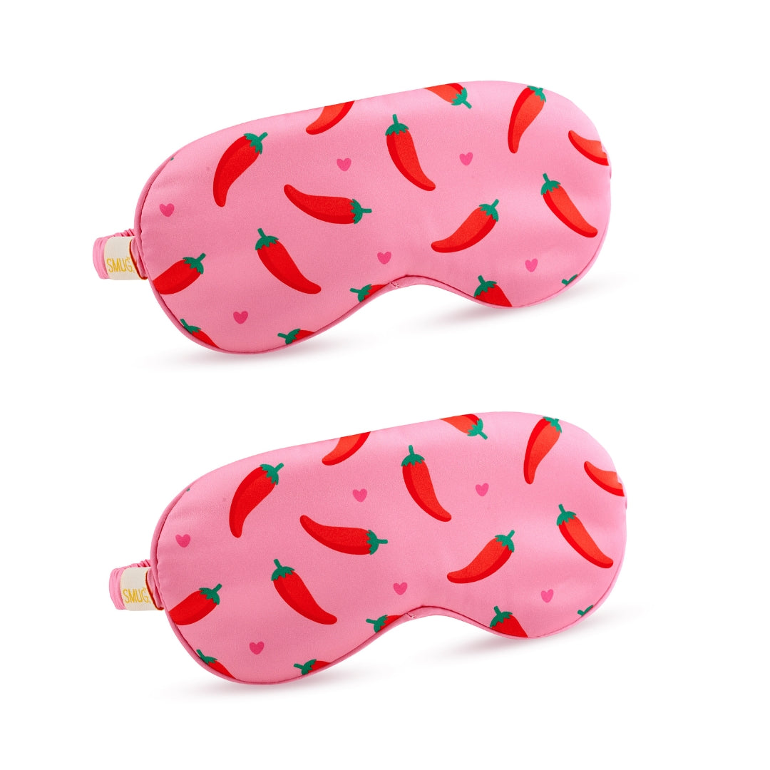 Satin Sleep Mask Twin Pack Sets - Various Designs Chilli Pepper - Satin Sleep Mask Set