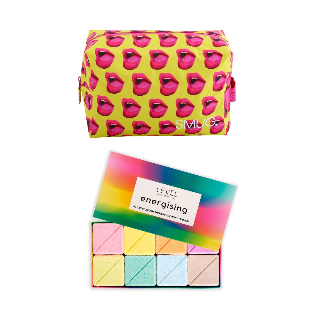 SMUG Wake-Up Wash Bag Set with Energising Bath Blocks Mouth - Wake Up Wash Bag Set
