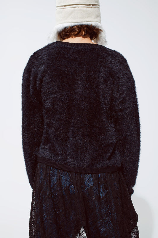 Soft cardigan with deep V neck and gold buttons - Cardigans