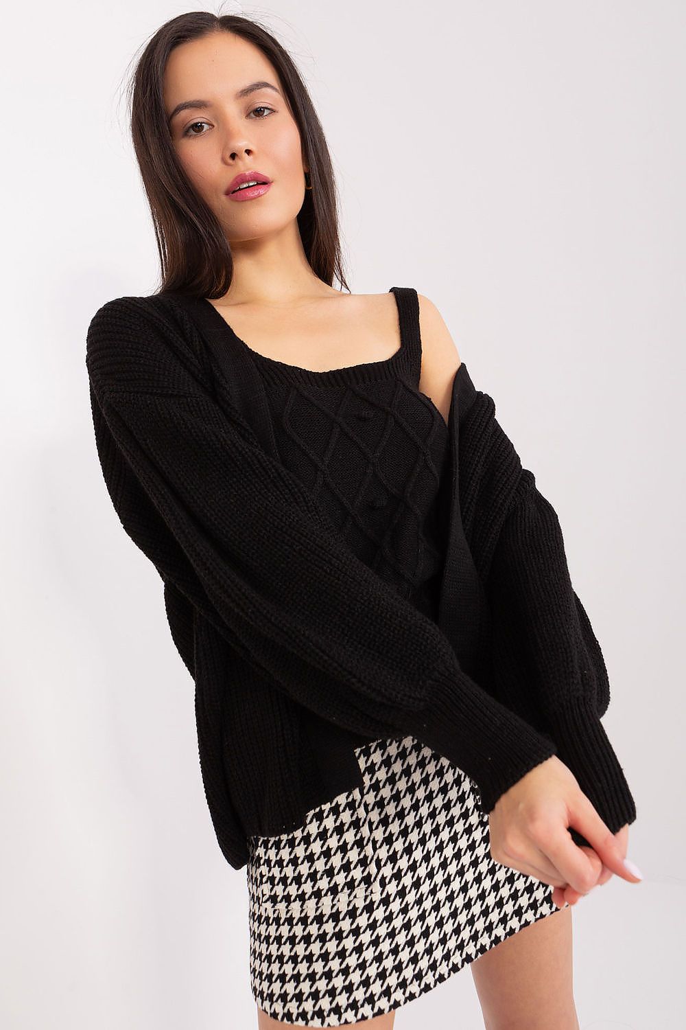 Badu Soft Classic Cardigan Jumper Balloon Sleeves black one-size-fits-all -