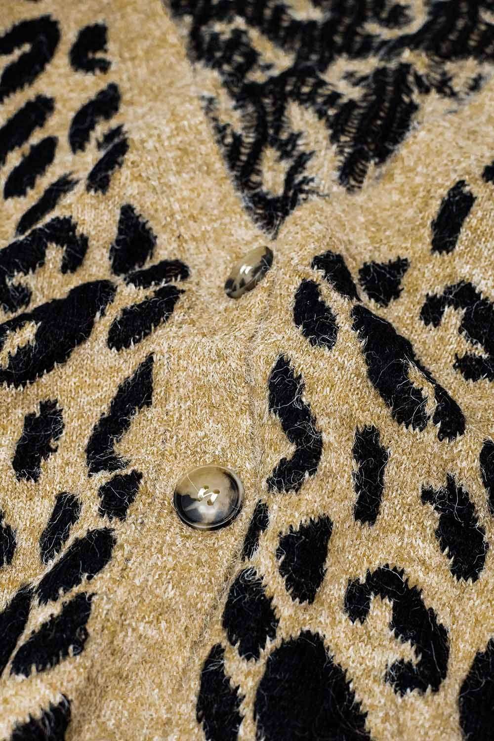 soft knit leopard print cardigan - Cardigans