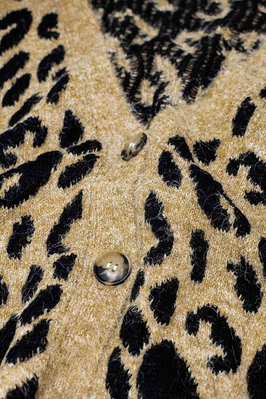soft knit leopard print cardigan - Cardigans