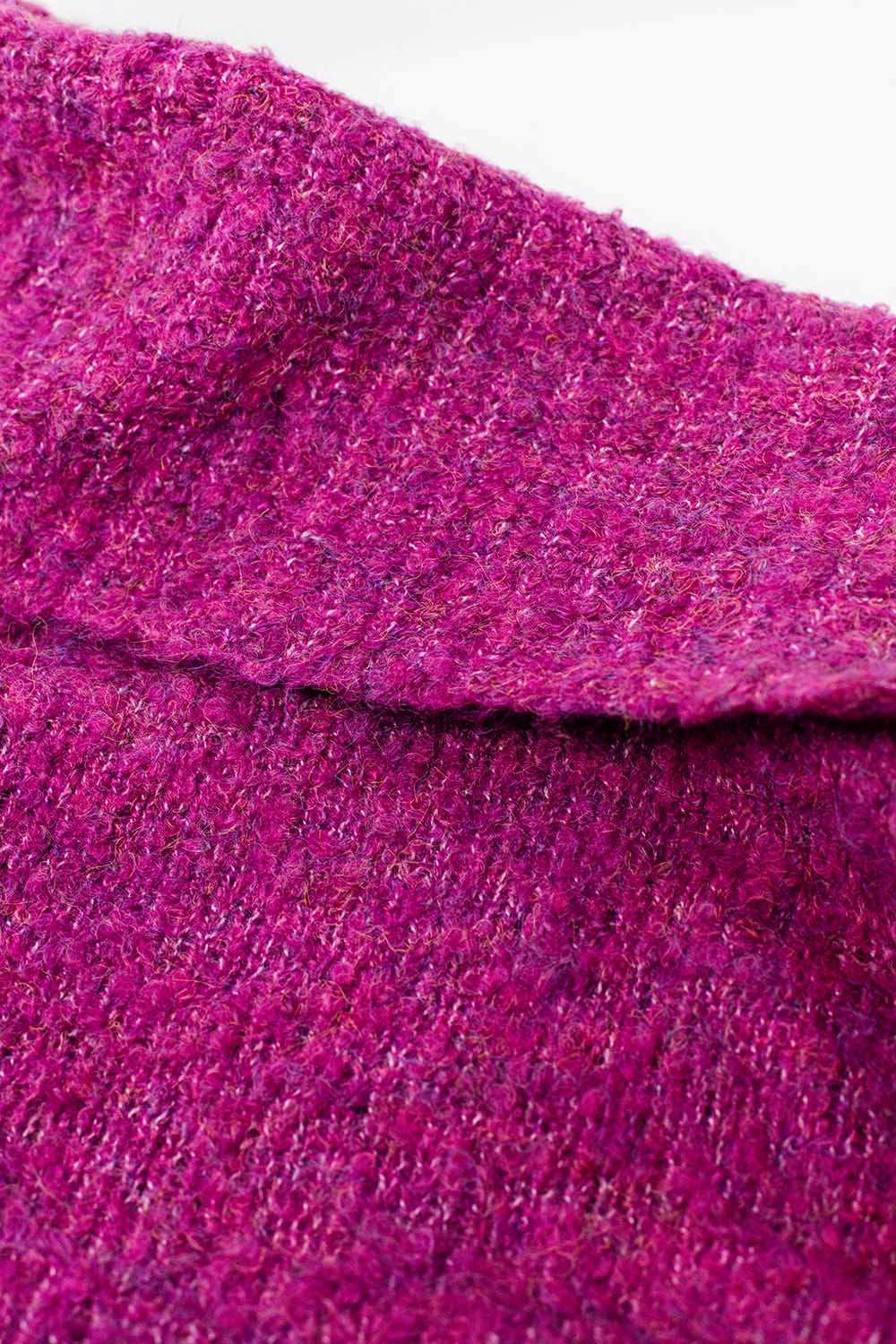 soft knitted high neck sweater in fucshia color - Sweaters
