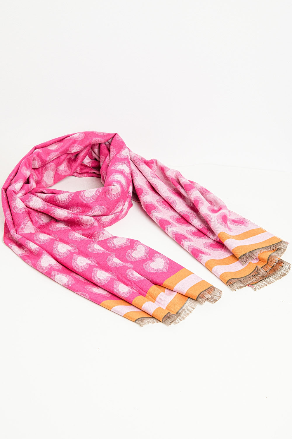 soft pink scarf with heart print - Scarves