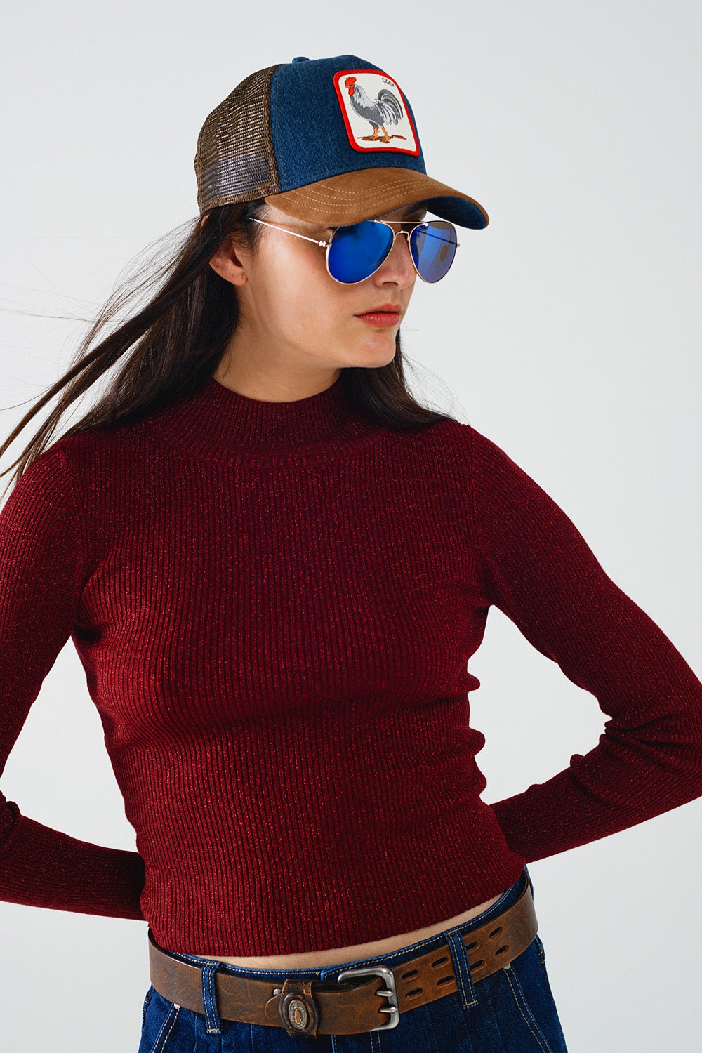 sparkeling red glitter trutle neck long sleeve Sweater - Jumpers