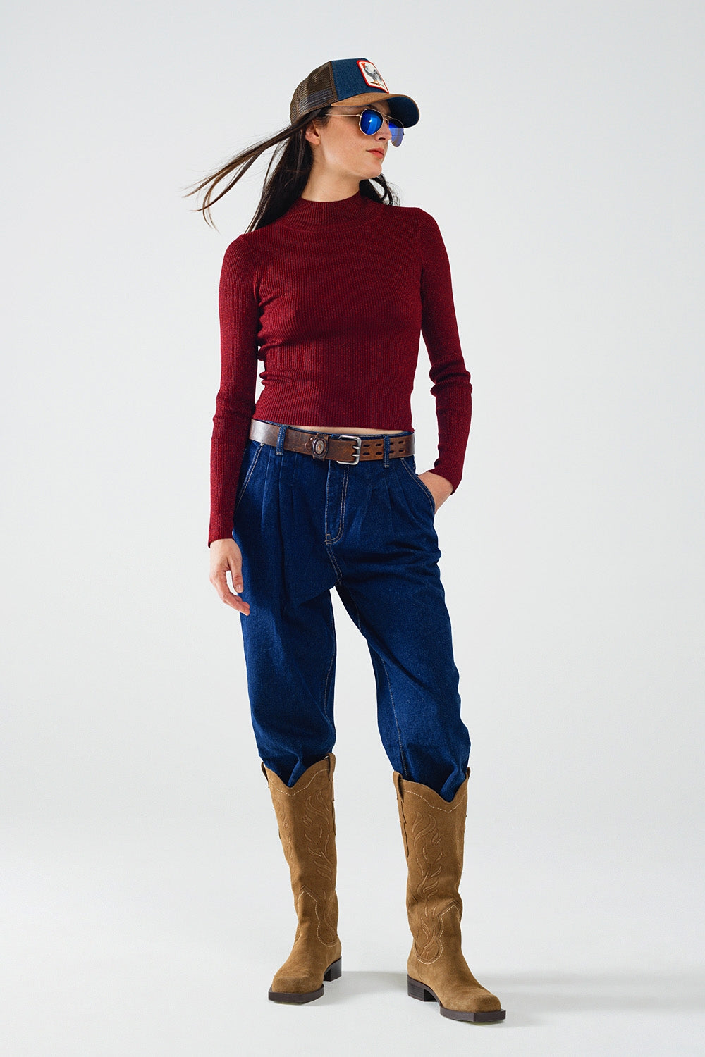 sparkeling red glitter trutle neck long sleeve Sweater - Jumpers