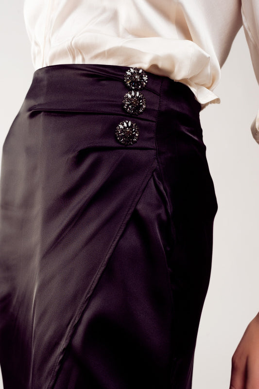 Split front midi skirt in black - Skirts