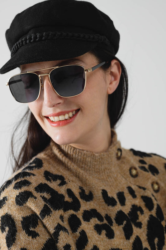 Squared Metal Sunglasses in Black Smoke Lens - Sunglasses