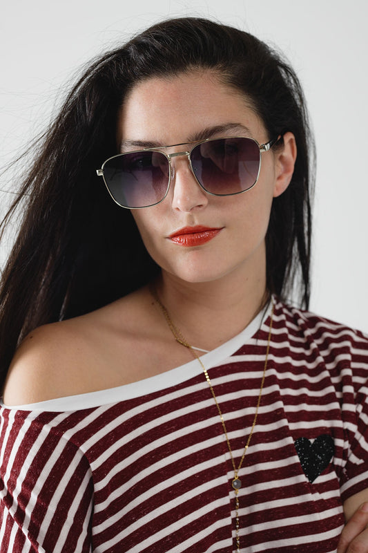 Squared Metal Sunglasses in Gray Smoke Lens - Sunglasses