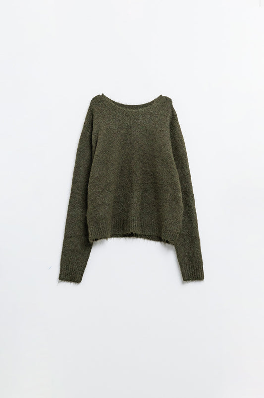 standard fit soft knit sweater in khaki - Jumpers