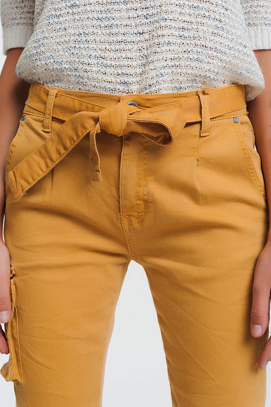straight cut pants in mustard - Trousers