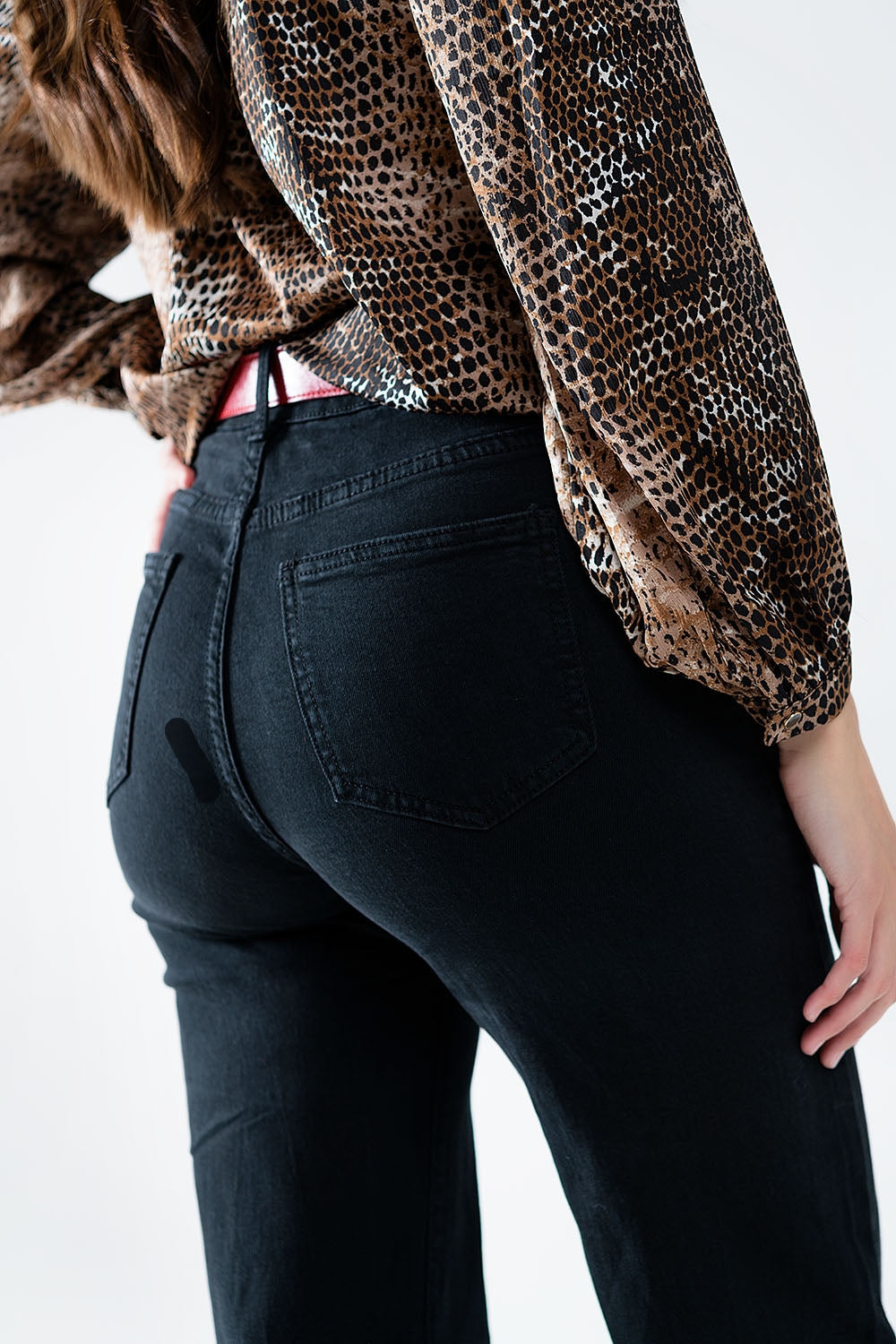Straight Jeans With Gold Buttons At the Side in black - Jeans