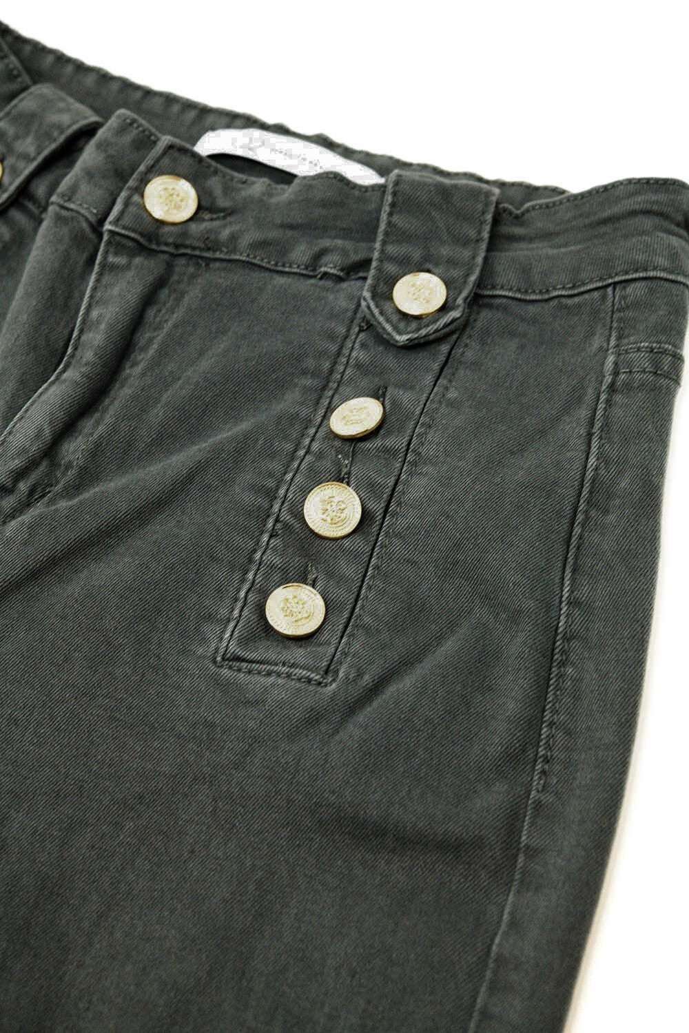 Straight Jeans With Gold Buttons At the Side in dark grey - Jeans