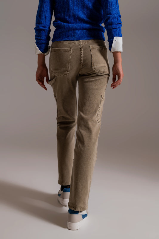 Straight Leg Cargo Pants in brown beige - Trousers