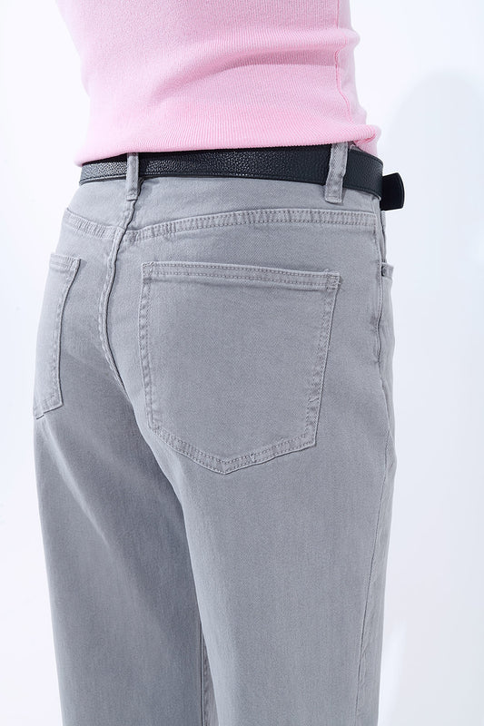 Straight leg Pants with cropped hem in Gray - Jeans