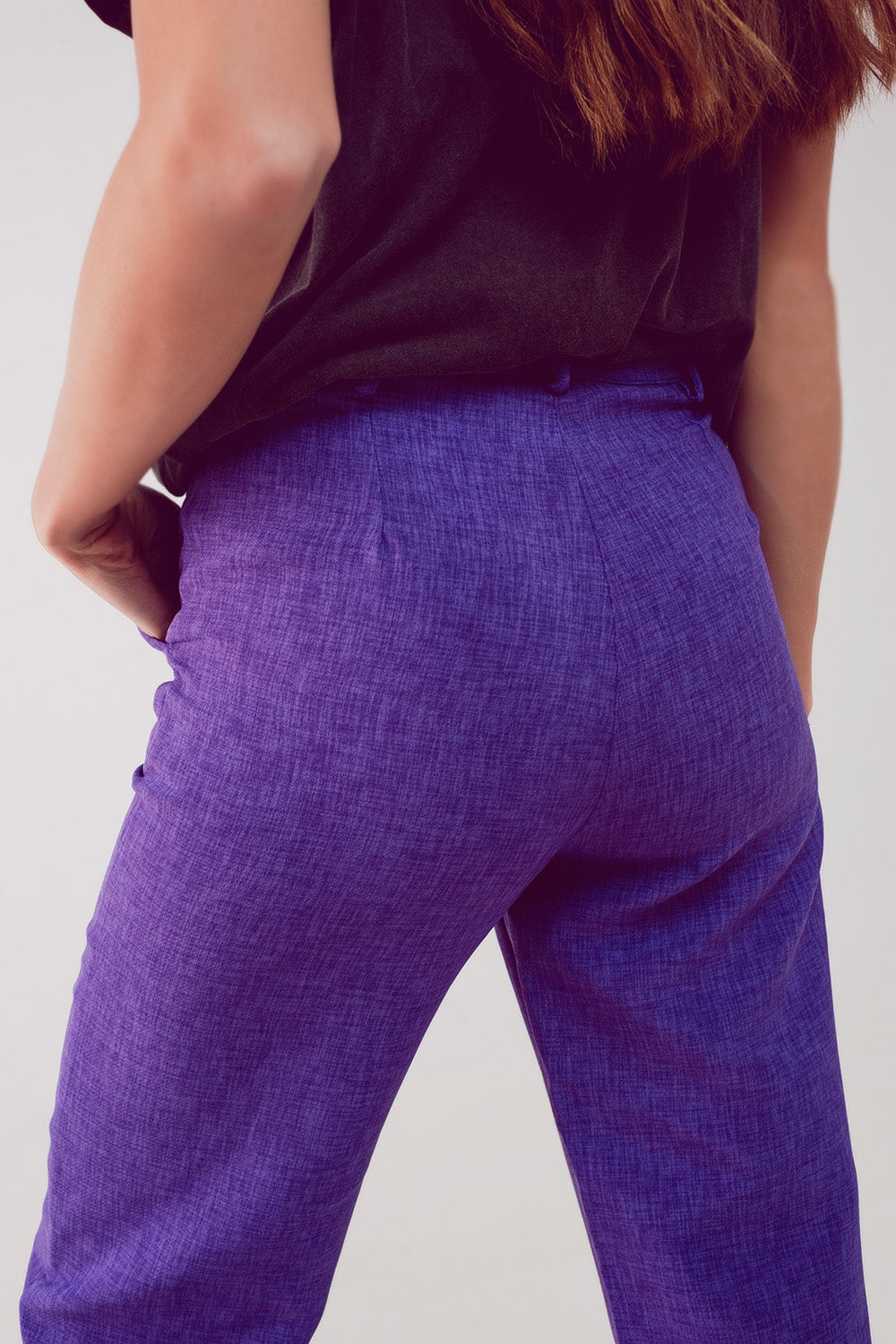 Straight leg tailored pants in purple - Trousers