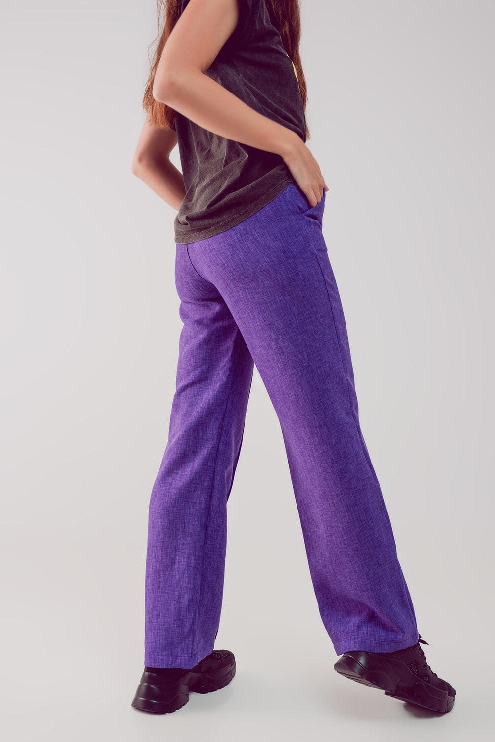 Straight leg tailored pants in purple - Trousers