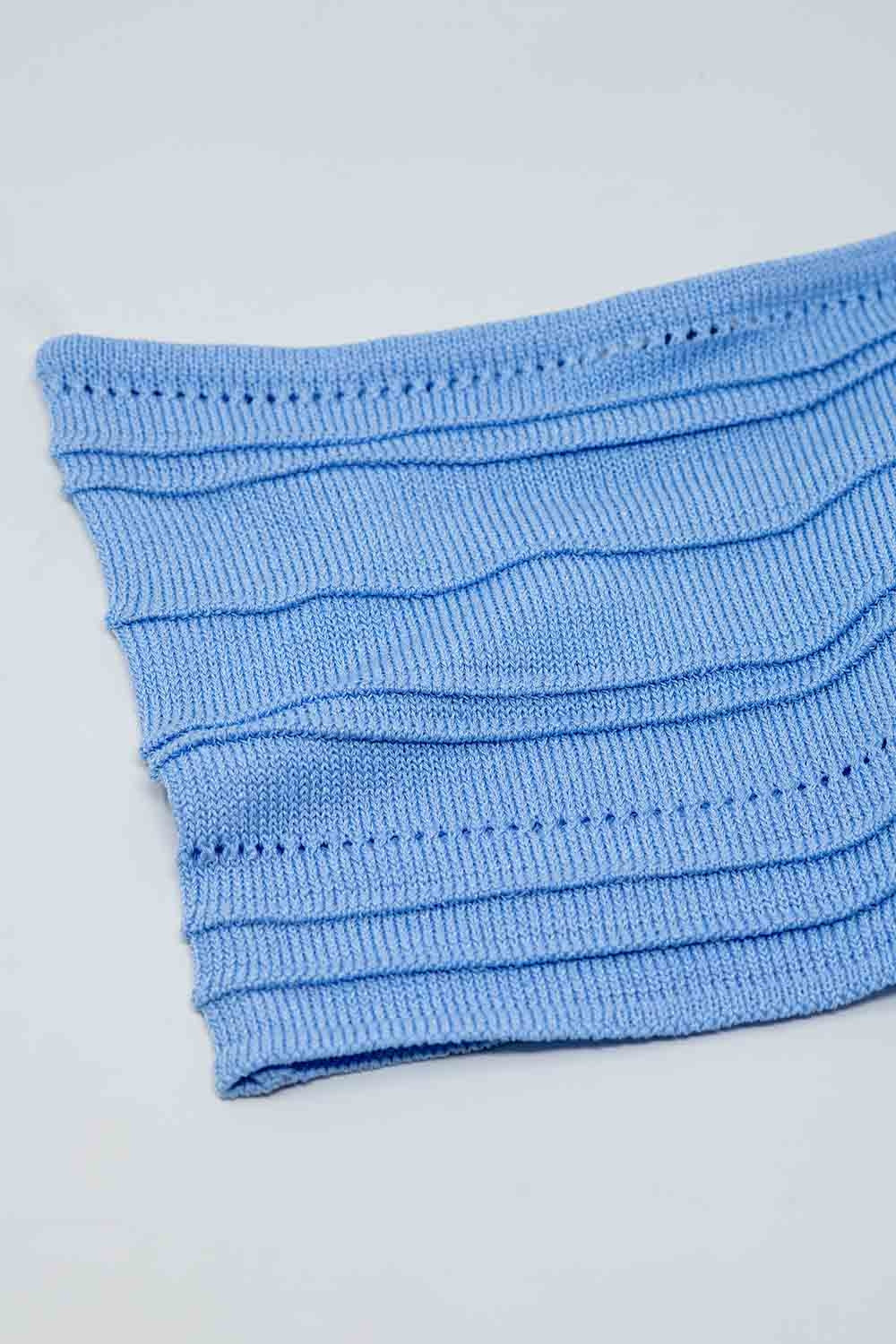 Strapless Knitted bodycon Top In light blue - Jumpers