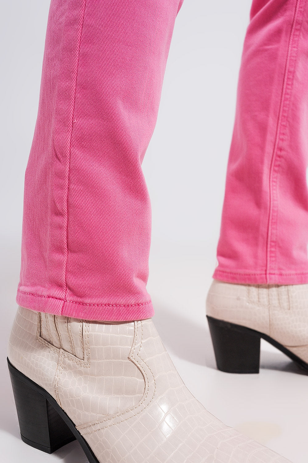 Stretch Cotton skinny jeans in pink - Jeans