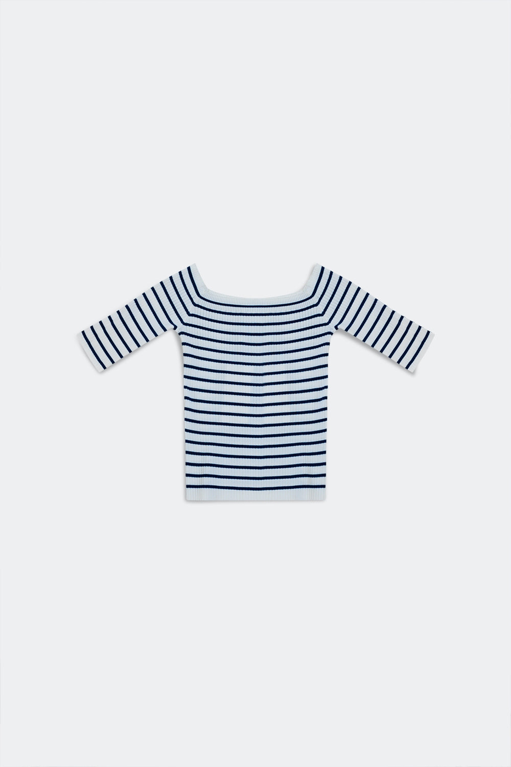 Stripe bardot top in navy - T-shirts