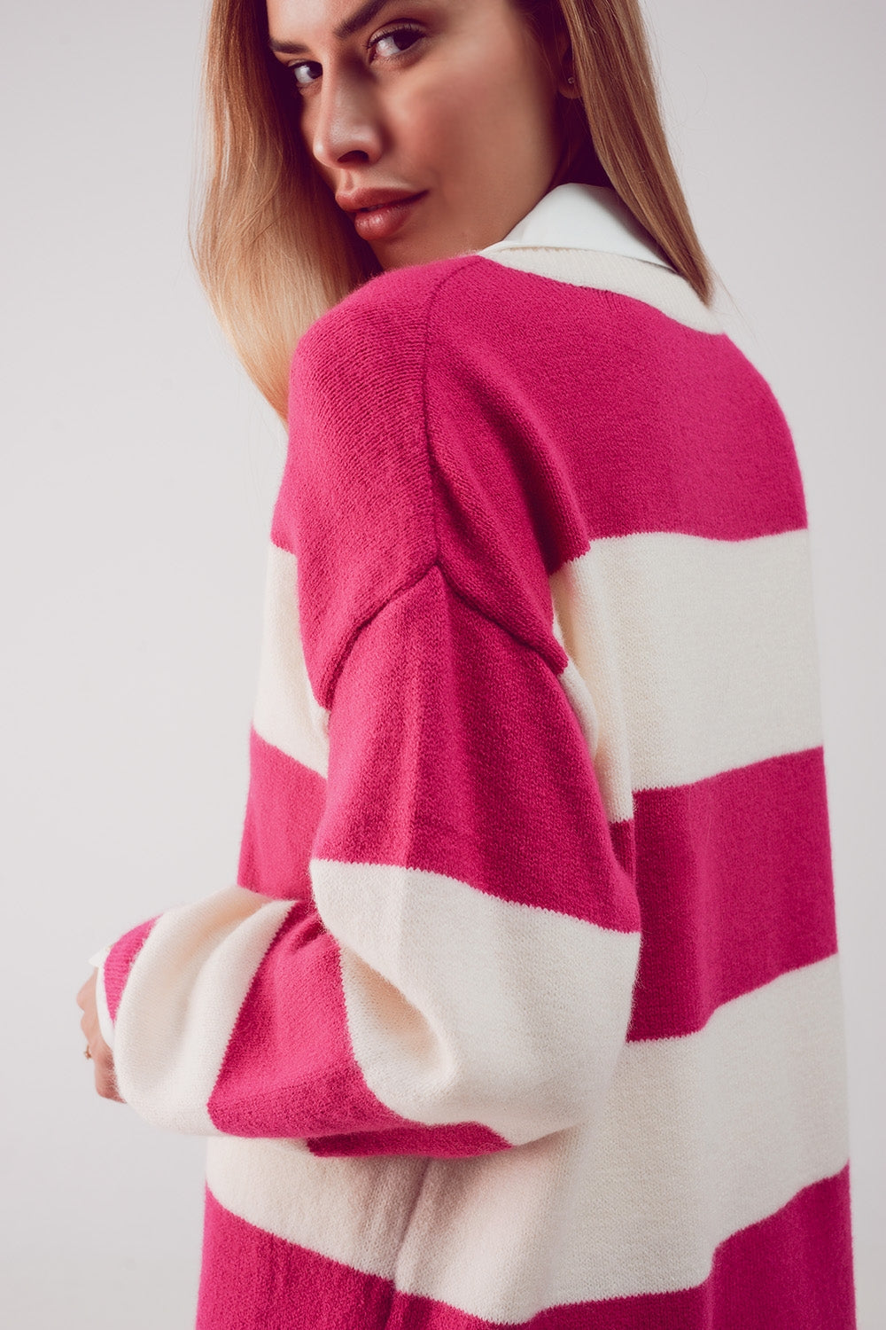 Stripe jumper dress in fuchsia - Dresses