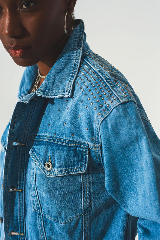 Studded denim jacket in blue - Jackets