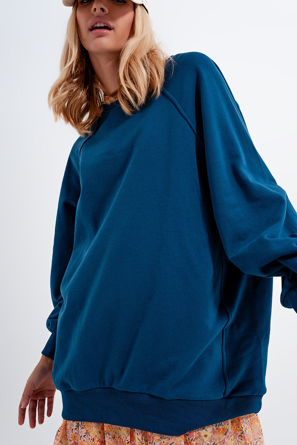 Super oversized sweatshirt with seam detail in blue - Sweaters