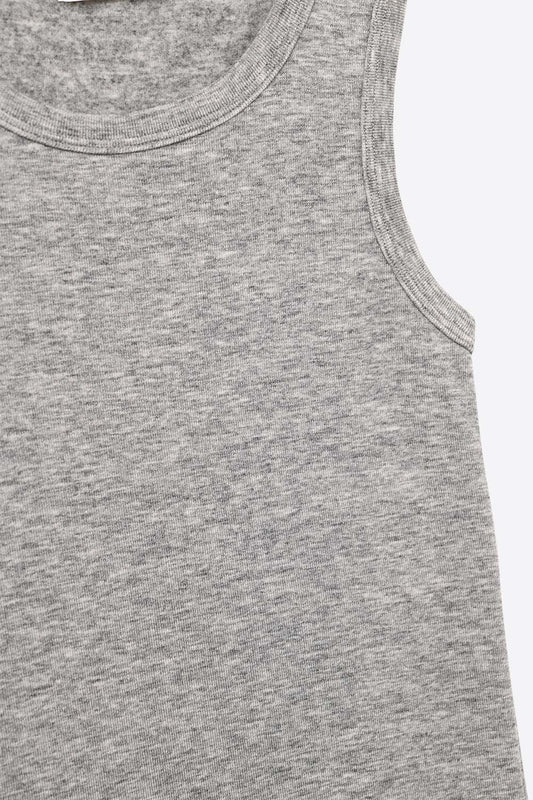 Super Soft Knitted Basic Tank in Grey - Tops